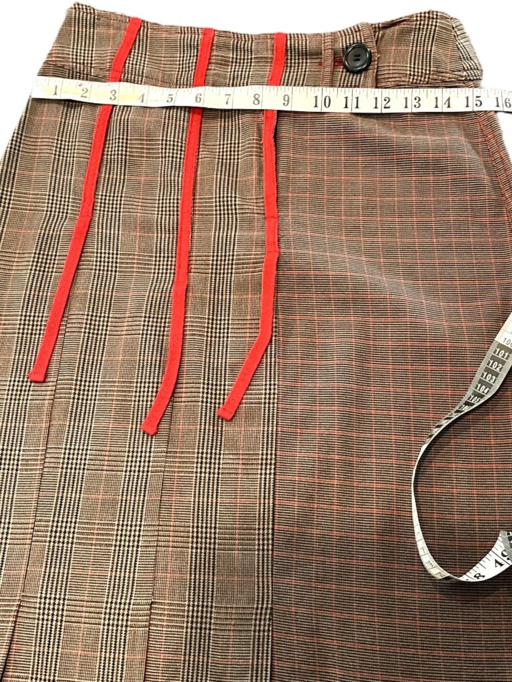 Promod Asymmetrical Plaid Skirt Red Trim Size EU 38 France - Picture 8 of 10